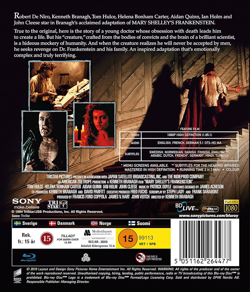 Amazon.com: Mary Shelley's Frankenstein (1994) [ Blu-Ray